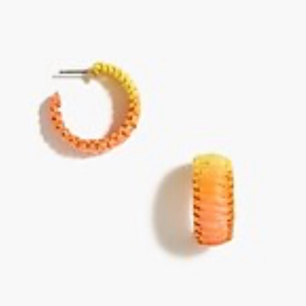 NWT - J. Crew Ombre Rafia Hoop Earrings - Picture 3 of 4